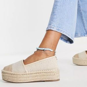 ASOS DESIGN Wide Fit Jala flatform toe-cap espadrilles in cream